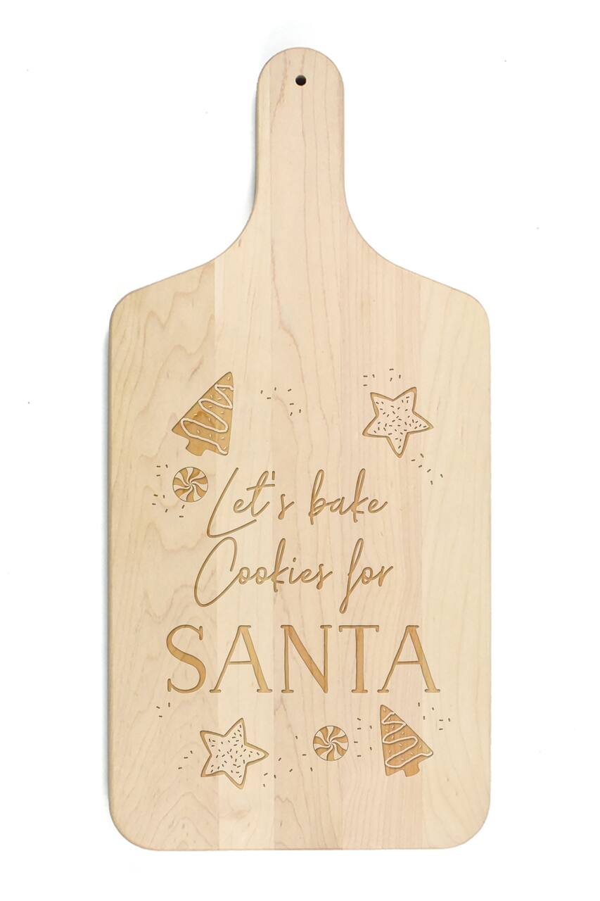 17" Cookies for Santa Maple Paddle Cutting Board